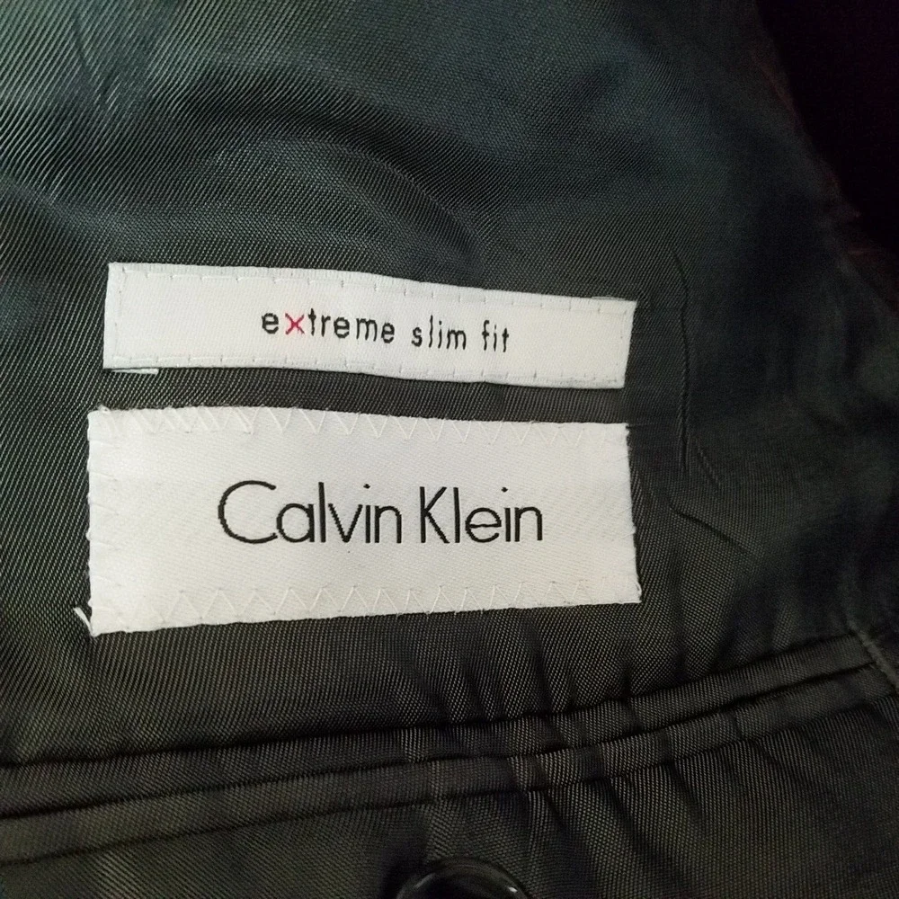 Calvin Klein Mens Grey Wool Extreme Slim 2PC Suit Blazer Sz 42R Pants Sz 34x28